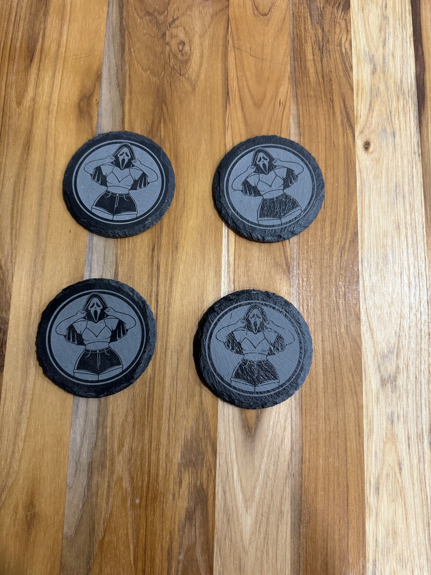Scream mask girlie-Slate coaster